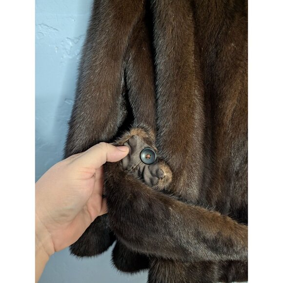 Roy H. Bjorkman Vintage Brown Mink Fur Double-Breasted Car Coat Collar pockets - Picture 5 of 16